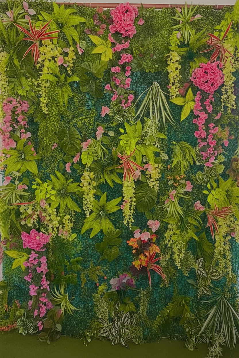 Mur végétal fleuri 
